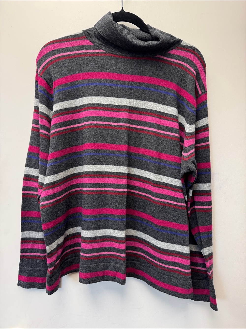 Eddie Bauer Gray, Pink & Blue Striped Turtleneck Sweater